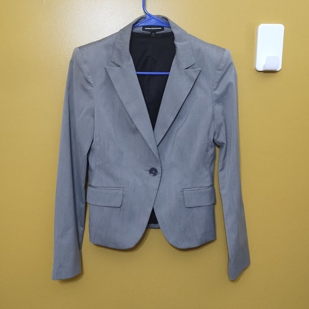 Express Design Studio One Button Gray Blazer Size… - image 1